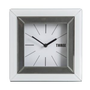RELOJ MESA BLANCO-GRIS CRISTAL 25 X 6,50 X 25 CM