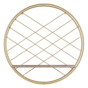 ESTANTE NATURAL-ORO METAL / MADERA 51 X 14 X 51 CM